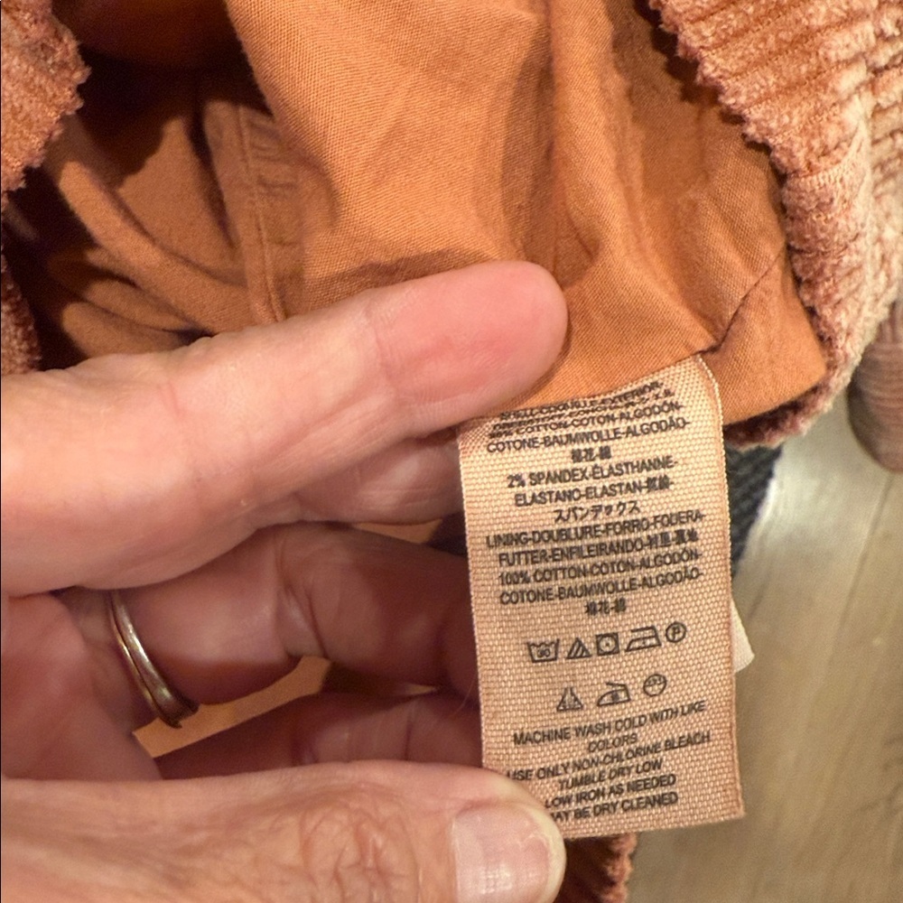 FREE PEOPLE LARGE Women's Corduroy Jacket - ORANGE (salmon) - Picture 9 of 12